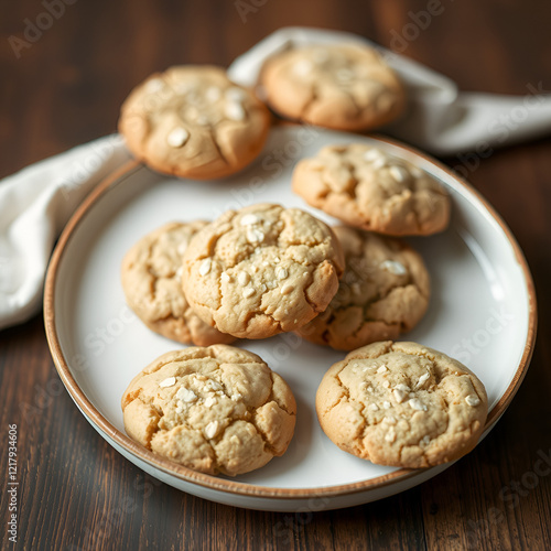 Homemade with whole grain cookies , isloated on white photo