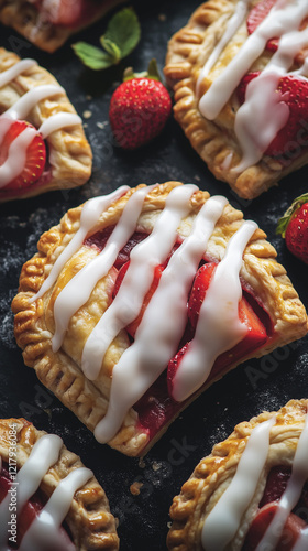Strawberry hand pies with vanilla icing vertical