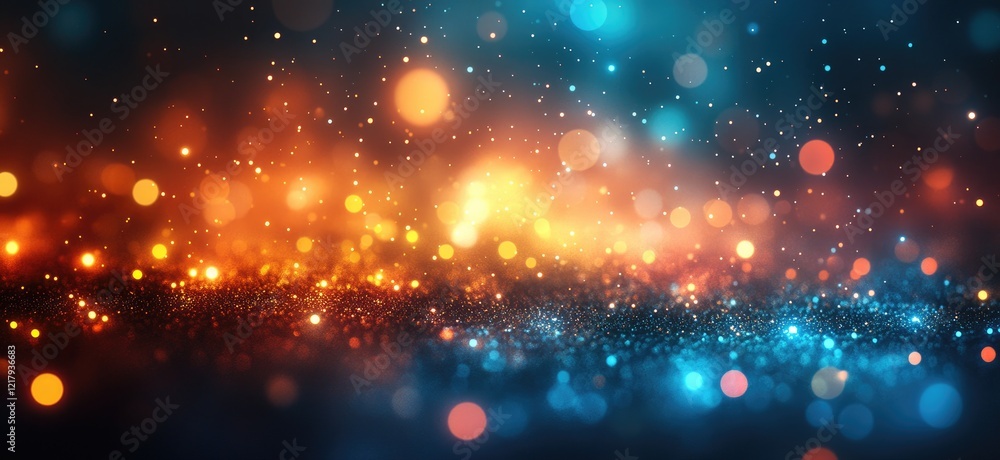 Fototapeta premium Vibrant Bokeh Lights Abstract Background With Sparkling Texture