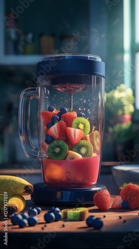Obraz na płótnie Blender with fresh fruit for making a smoothie w salonie