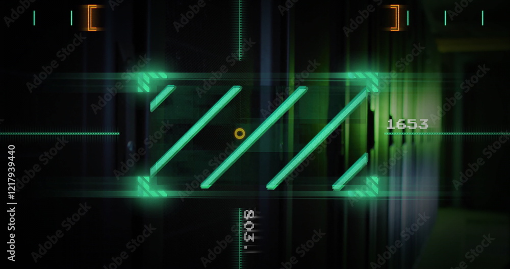 Fototapeta premium Image of data processing and scanner over server room