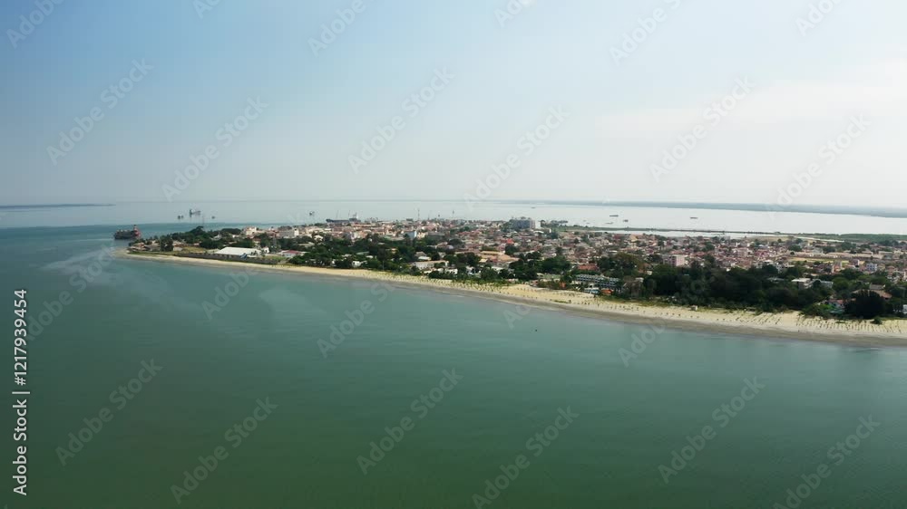 Aerial wide shot of whole Banjul city in Gambia during noon, West Africa, 4K drone Aerial wide shot of whole Banjul city in Gambia during noon, West Africa, 4K drone