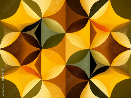 Obraz na płótnie A colorful abstract pattern of shapes and circles. The colors are bright and bold, creating a sense of energy and movement. The pattern is made up of various shapes and sizes, with some overlapping w salonie