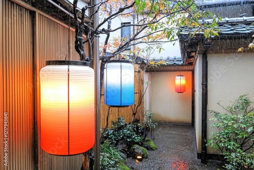 Fototapeta Naklejka Na Ścianę i Meble -  kyoto evening lanterns