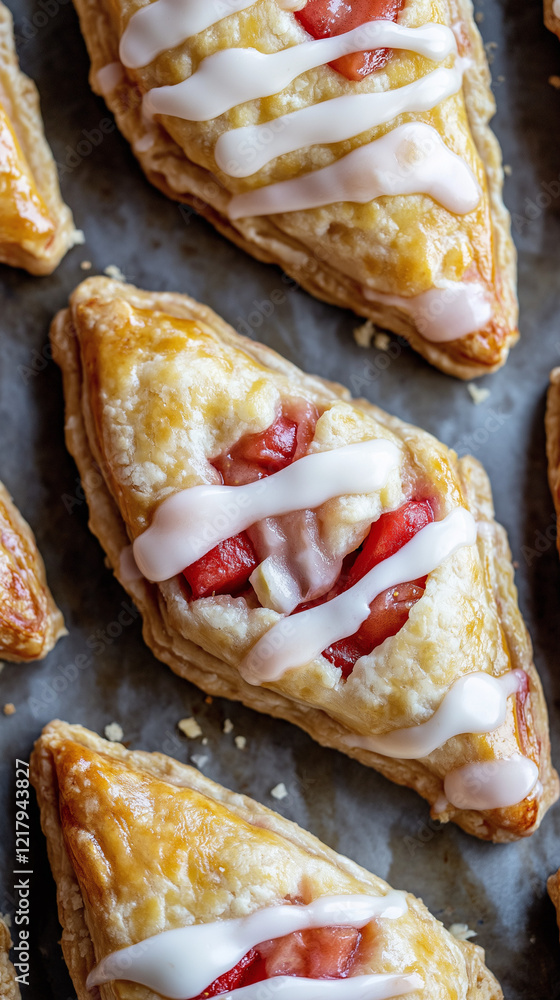 Rhubarb hand pies with icing vertical
