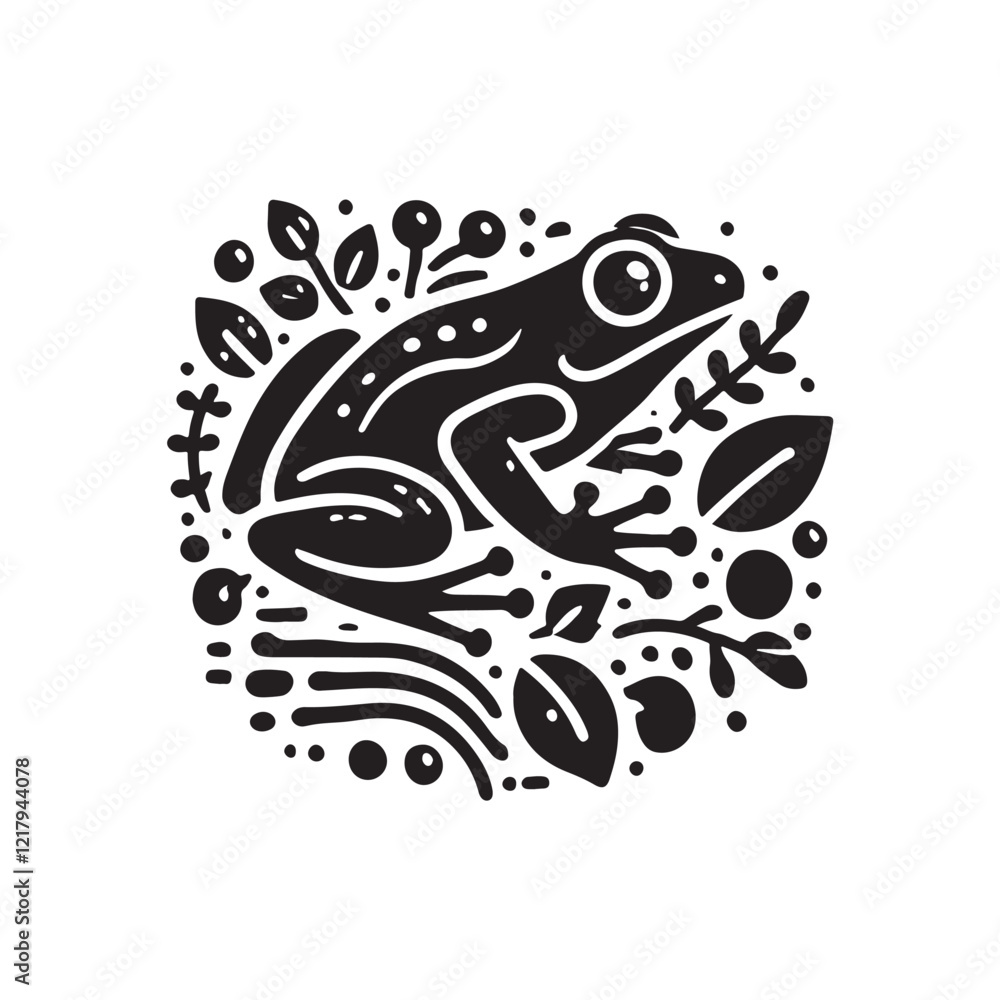 Fototapeta premium Black Color Frog silhouette design Vector Illustration, Solid White Background (10).eps