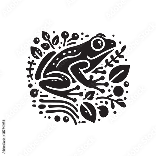 Black Color Frog silhouette design Vector Illustration, Solid White Background (10).eps