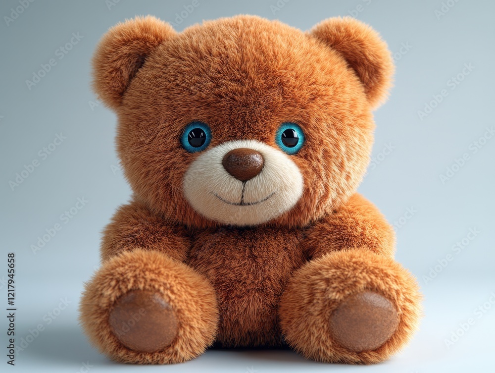 Obraz premium A cute, fluffy teddy bear with bright blue eyes, perfect for cuddling.