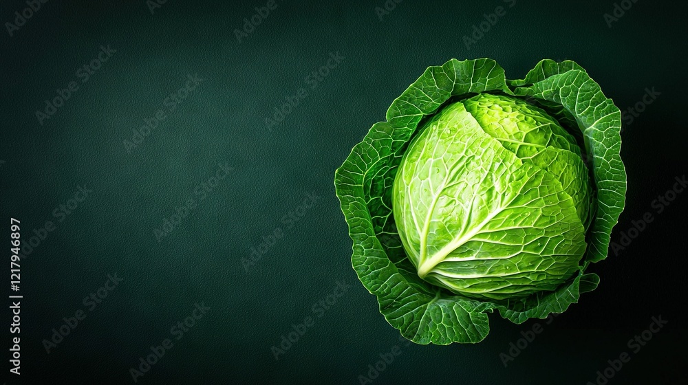 Fototapeta premium Lettuce on dark green background with green center