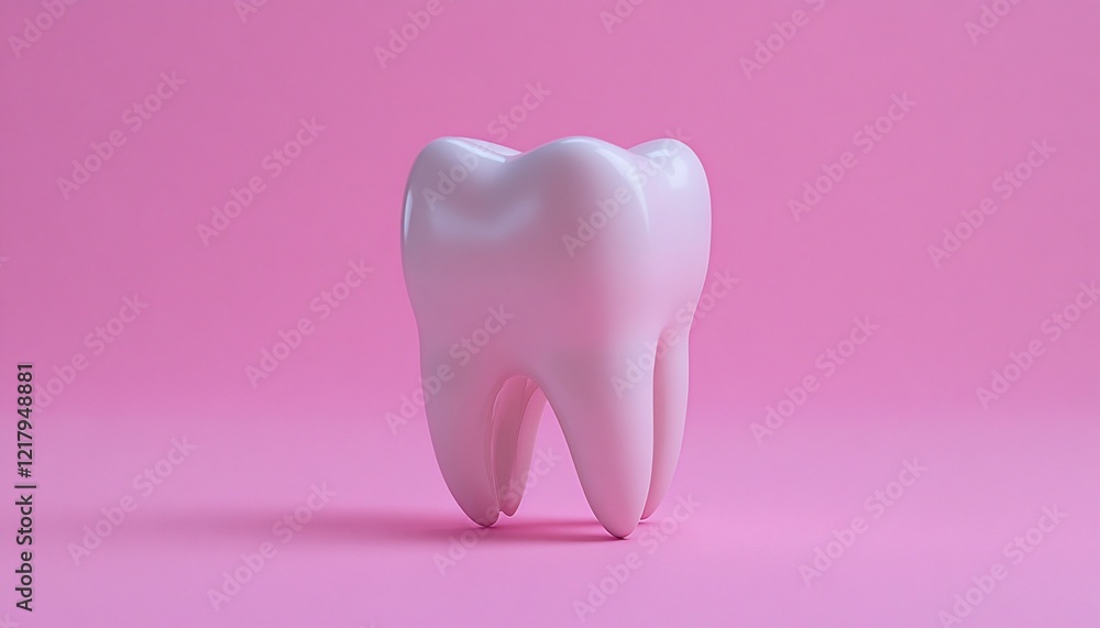Single White Tooth On Pink Background Single White Tooth On Pink Background