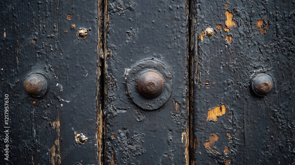 Dark Wood Door Texture Rich Deep Hues Aged Metal Studs. AI Generated Dark Wood Door Texture Rich Deep Hues Aged Metal Studs. AI Generated