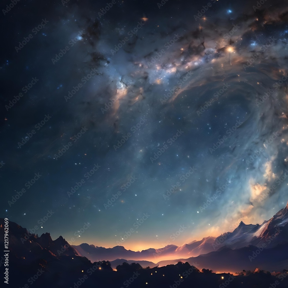 Naklejka premium Majestic Cosmic Galaxy, Generative AI