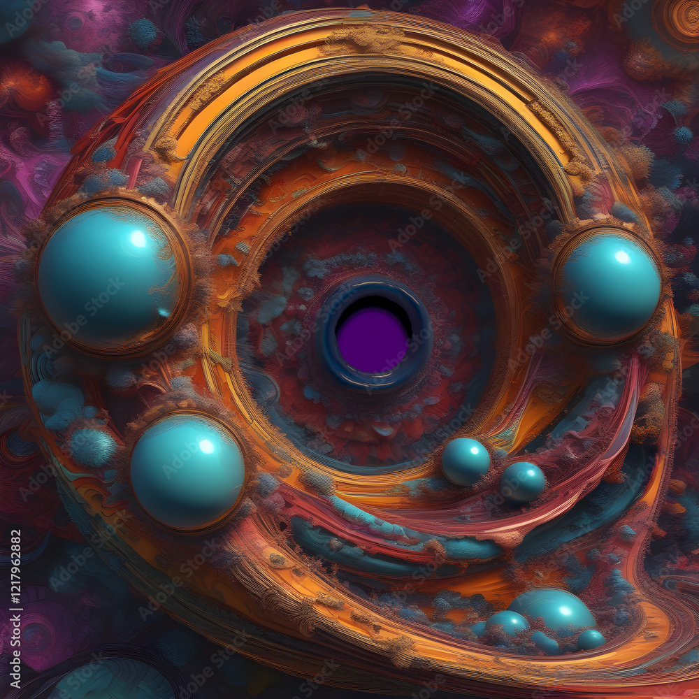 Abstract Fractal Background with Spheres and Circles Abstract Fractal Background with Spheres and Circles