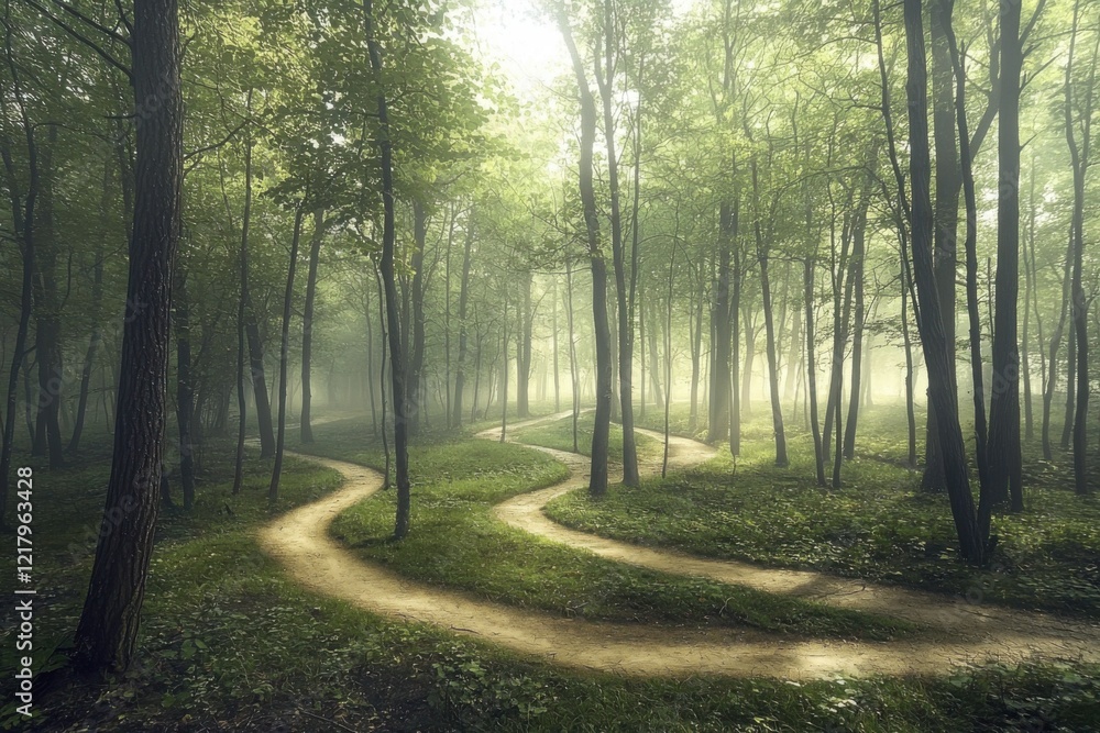 Obraz premium enchanted forest with misty trails