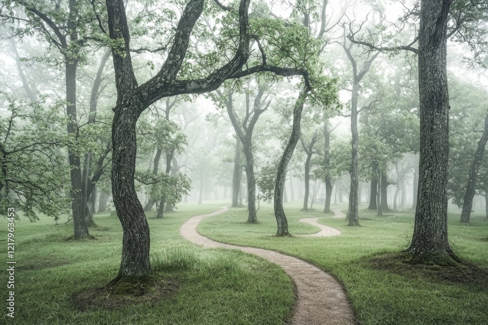 enchanted forest with misty trails enchanted forest with misty trails