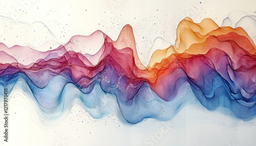 Time series data depicted through fluctuating lines, offering insights into long-term financial trends and macroeconomic forecasts.