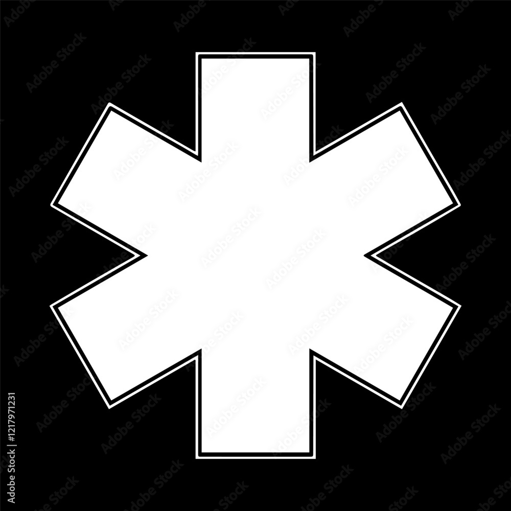 Obraz premium Star of Life Medical Logo, Ambulance logo, Pharmacy sign, Medical sign, Medical symbol, Star of Life Black