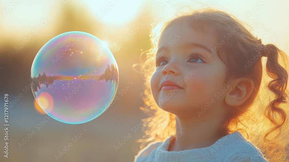 A Little Girl's Wonder: Golden Hour Bubble Dream A Little Girl's Wonder: Golden Hour Bubble Dream