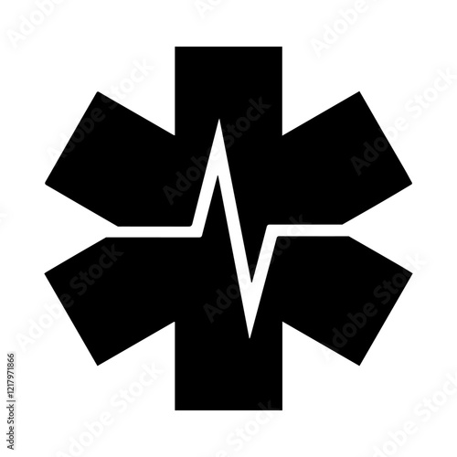 Star of Life Medical Logo, Ambulance logo, Pharmacy sign, Medical sign, Medical symbol, Star of Life Black