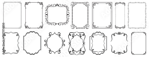 Set of Decorative vintage frames and borders. Luxury vintage invitation vector set. Isolated icons vector set..eps