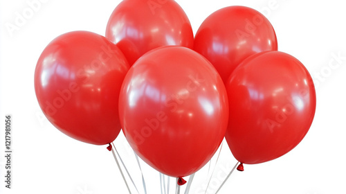 Wallpaper Mural Five Shiny Red Balloons Bunch Isolated on White Background Festive Party Decoration event image vivid happy latex glossy Torontodigital.ca