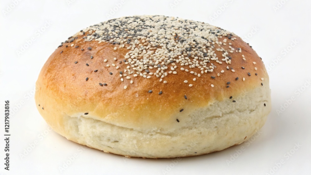 Poppy seed bun on a white background Poppy seed bun on a white background