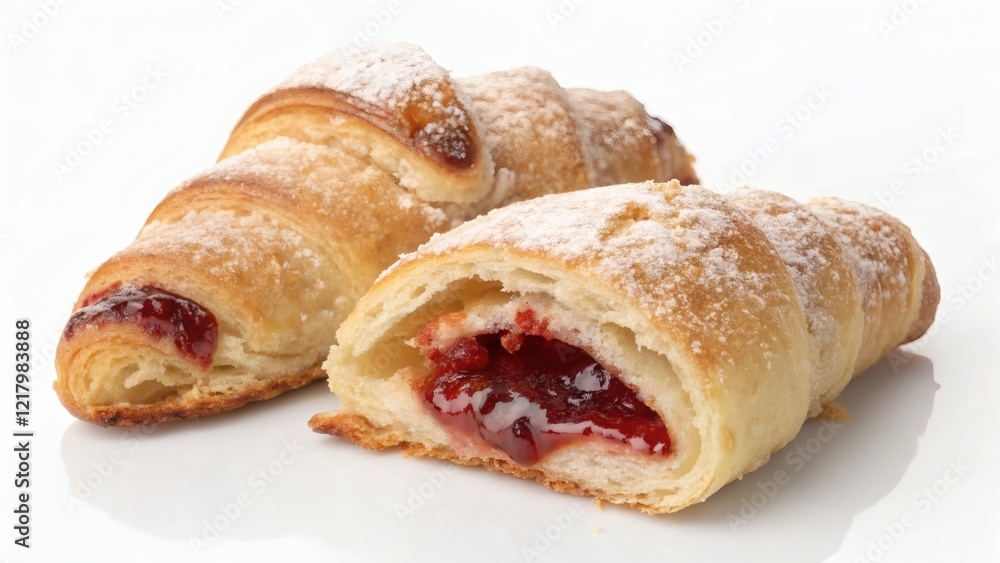 Jam-filled crescent on a white background Jam-filled crescent on a white background