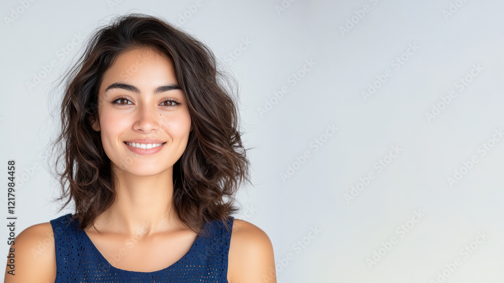 Happy pakistani woman wearing blue dress smiling isolated on white background Happy pakistani woman wearing blue dress smiling isolated on white background