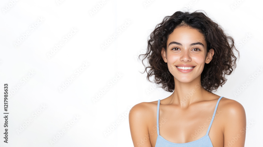 Happy Egypt woman wearing blue dress smiling isolated on white background Happy Egypt woman wearing blue dress smiling isolated on white background