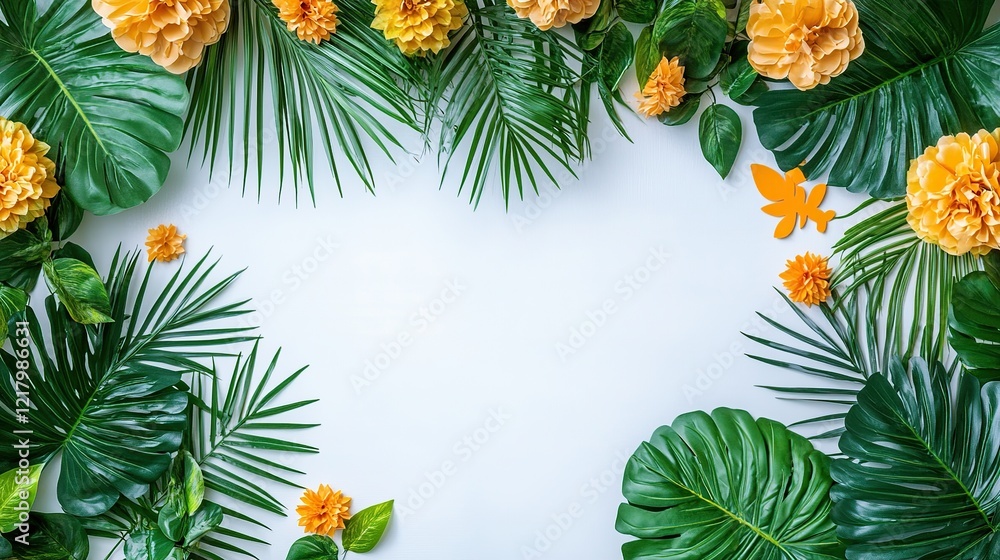 Tropical floral frame with copy space. Tropical floral frame with copy space.