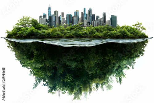 Floating City, Green Island, Urban Oasis, Environmental Concept