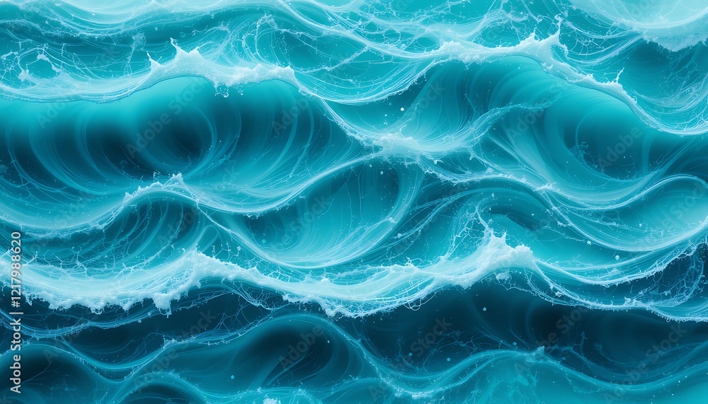 Fototapeta premium Abstract Teal Ocean Waves Swirling Pattern