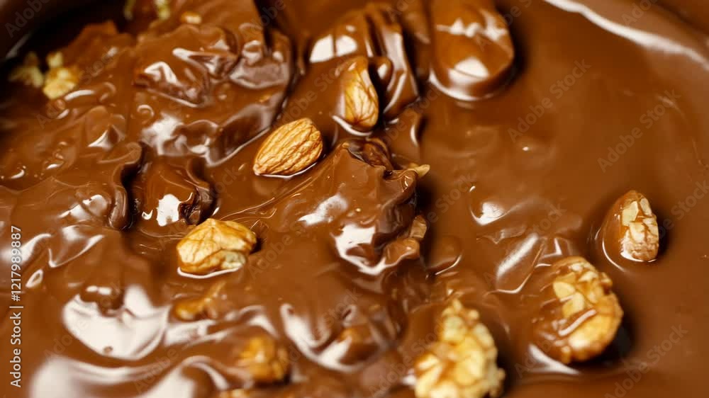 Chocolate mixture with oats in a rich, glossy coating ready for tasty treats Chocolate mixture with oats in a rich, glossy coating ready for tasty treats