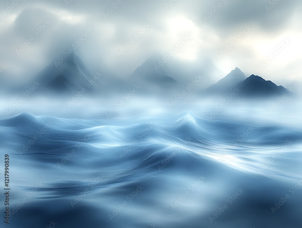 Fototapeta premium Misty mountains and tranquil sea.