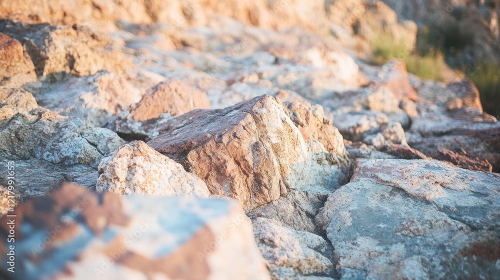Close-up of sunlit rocks, textured surface. Close-up of sunlit rocks, textured surface.