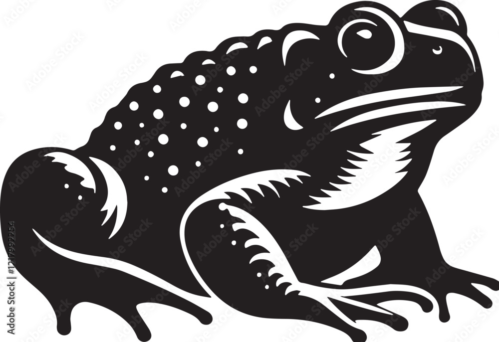 Toad Silhouette line art vector illustration on white background Toad Silhouette line art vector illustration on white background