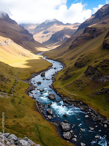 Dundonnell River's scenic beauty: Wester Ross Highlands capture breathtaking landscape photography. photo