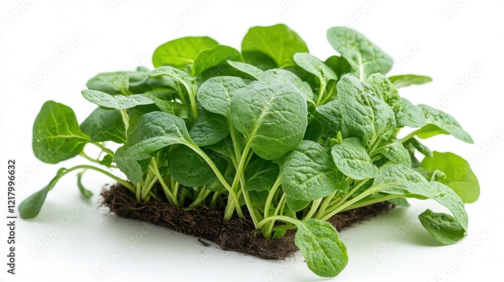 Fototapeta premium Fresh arugula growing in rich soil, ready for harvesting and cooking