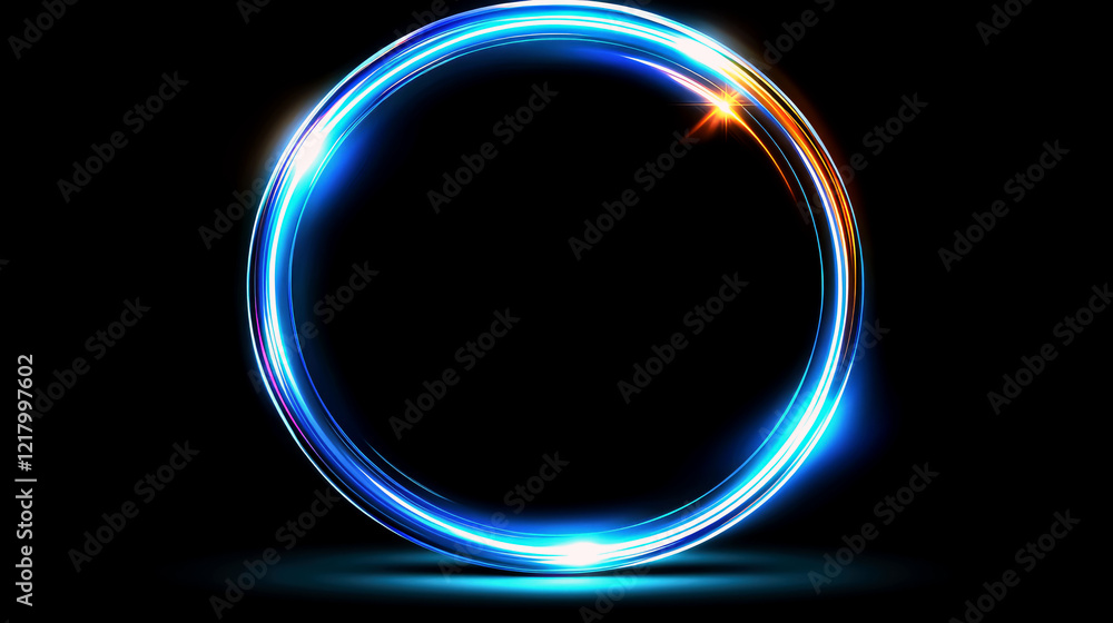 Obraz premium Luminous Abstract Neon Circle: Glowing Ring Light Background Design