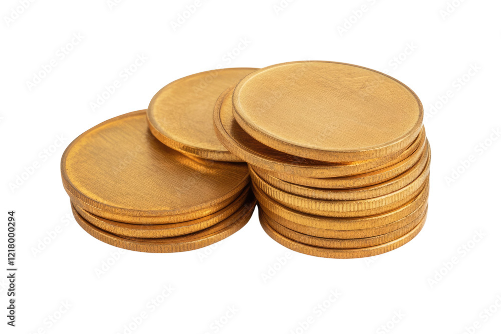 Gold coins stack isolated on white background. many money or golden coins and white background Gold coins stack isolated on white background. many money or golden coins and white background
