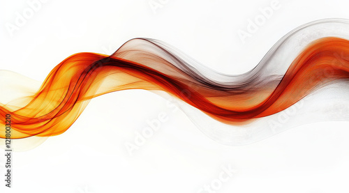 The orange yellow ribbon flutters in the wind, with a white background photo