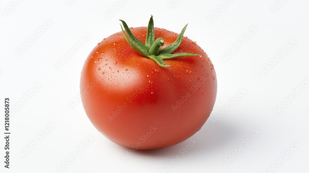Freshly harvested ripe tomato shining with juicy allure Freshly harvested ripe tomato shining with juicy allure