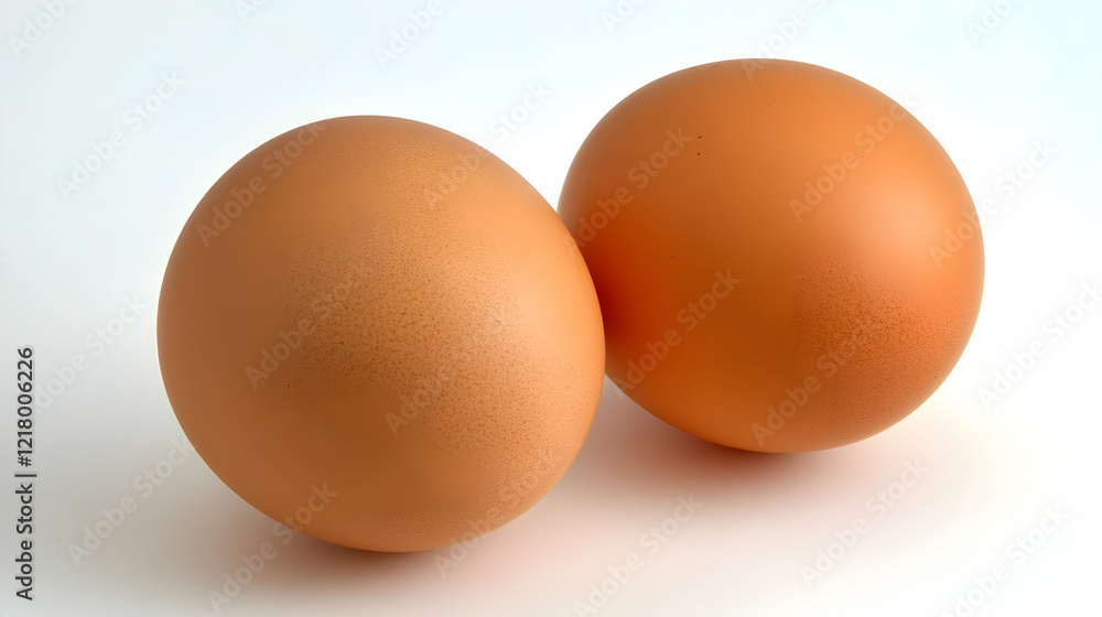 Two brown eggs on white background; food preparation Two brown eggs on white background; food preparation