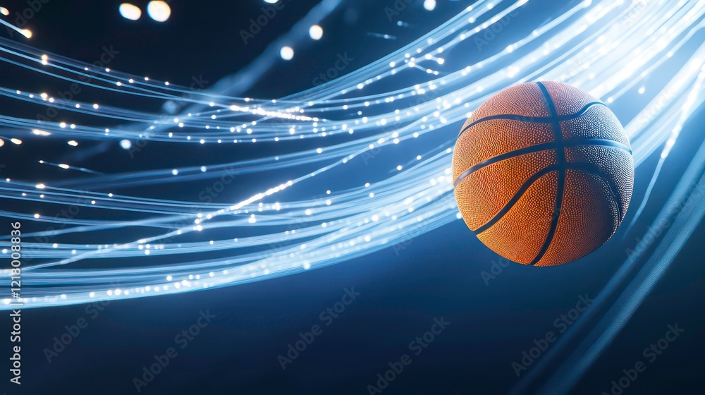 Basketball in dynamic light trails, action, movement, speed concept. Basketball in dynamic light trails, action, movement, speed concept.