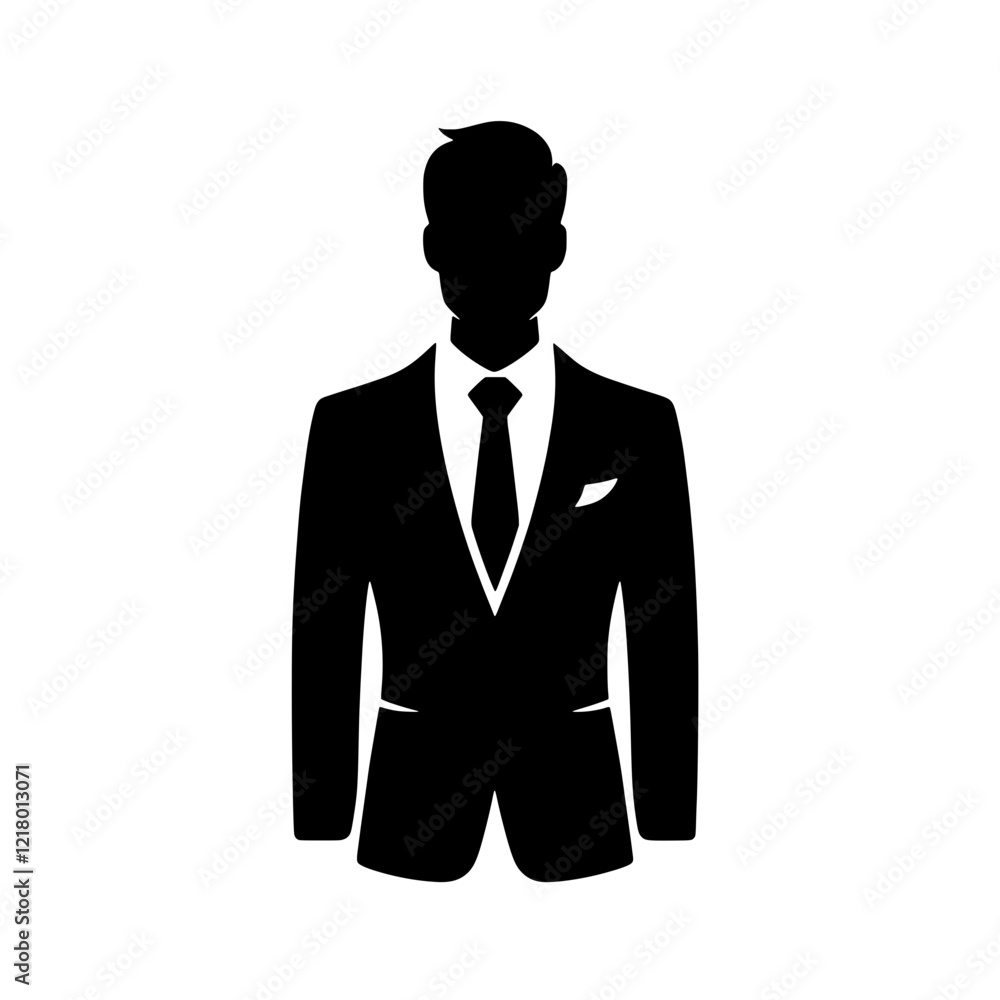 Businessman Silhouette: A minimalist silhouette of a man in a suit and tie, representing professionalism, elegance, and corporate identity. Suitable for presentations, websites. Businessman Silhouette: A minimalist silhouette of a man in a suit and tie, representing professionalism, elegance, and corporate identity. Suitable for presentations, websites.