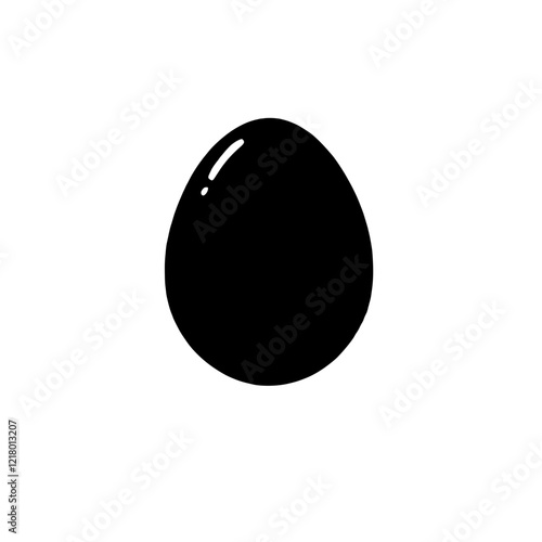 Egg Silhouette: A minimalist silhouette of a single egg against a plain background, perfect for culinary or design projects.  