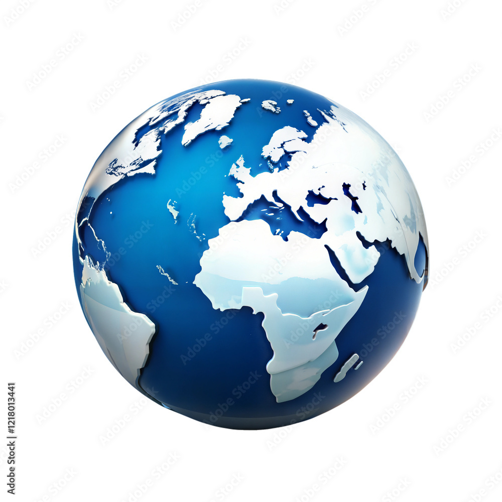 Fototapeta premium Minimalist Globe, World Map, Earth Silhouette Icon With Transparent Background