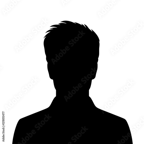 Anonymous Profile Silhouette: A strong, simple silhouette of a person's head and shoulders, ideal for representing anonymity, privacy, or a placeholder for a user profile. 