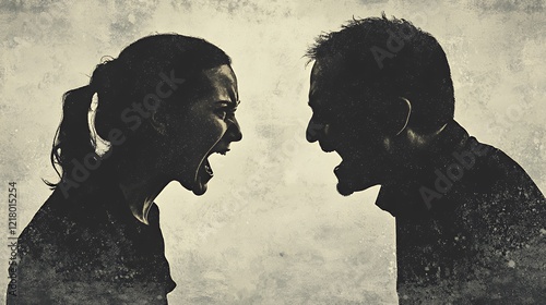 The Height of Anger: A Silhouette of a Couple's Heated Argument