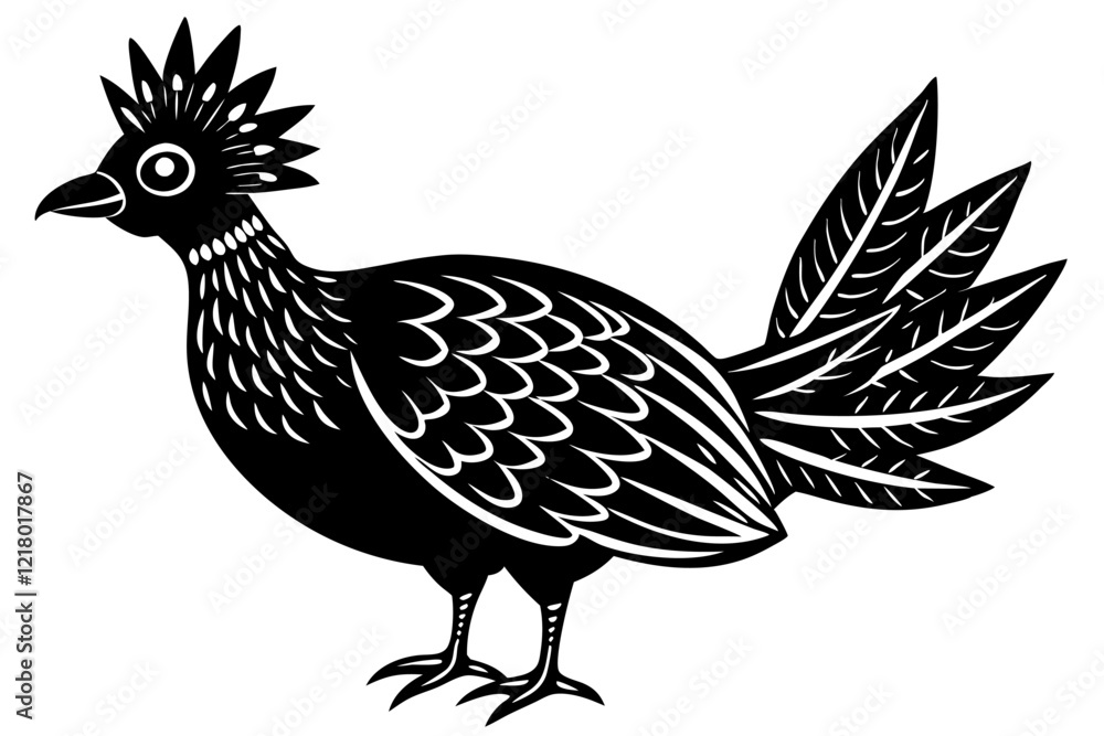 Fototapeta premium A simple wild bird shap with short spikers cartoon style , vector illustration